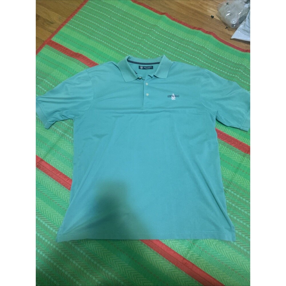 Turquoise Green Oxford Golf Arrowhead Polo shirt sleeve size L